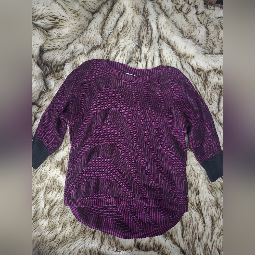 Dana Buchman Purple and Black Crew Neck Sweater